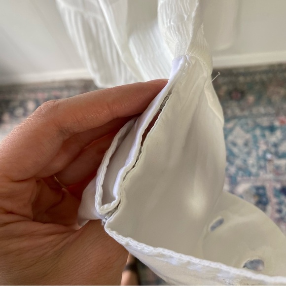 Desigual White Windowpane Ruffle Hem Side Cutout Tunic Top Semi Sheer Sz S - Picture 8 of 16